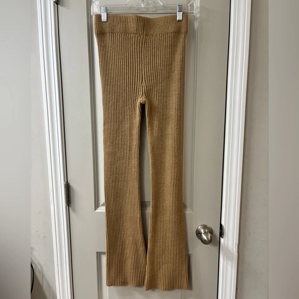 wild fable Ribbed Knit Pull-On Cropped Tank and Flare Pants in Camel - Picture 6 of 6
